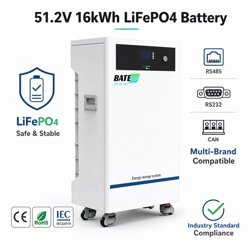 Batería LiFePO4 16kW 314Ah 51,2V De Pie